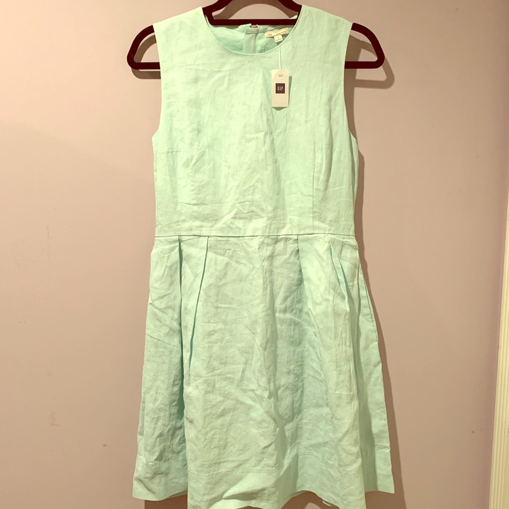 Gap Tiffany Blue Linen Sleeveless Dress